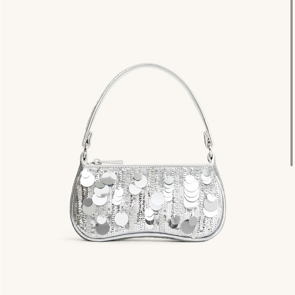 JW Pei Eva metallic sequin mini shoulder bag in silver
